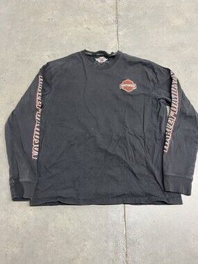Harley-Davidson Long Sleeve Tee Black Sleeve Logo Shirt Large Biker Motorcycle